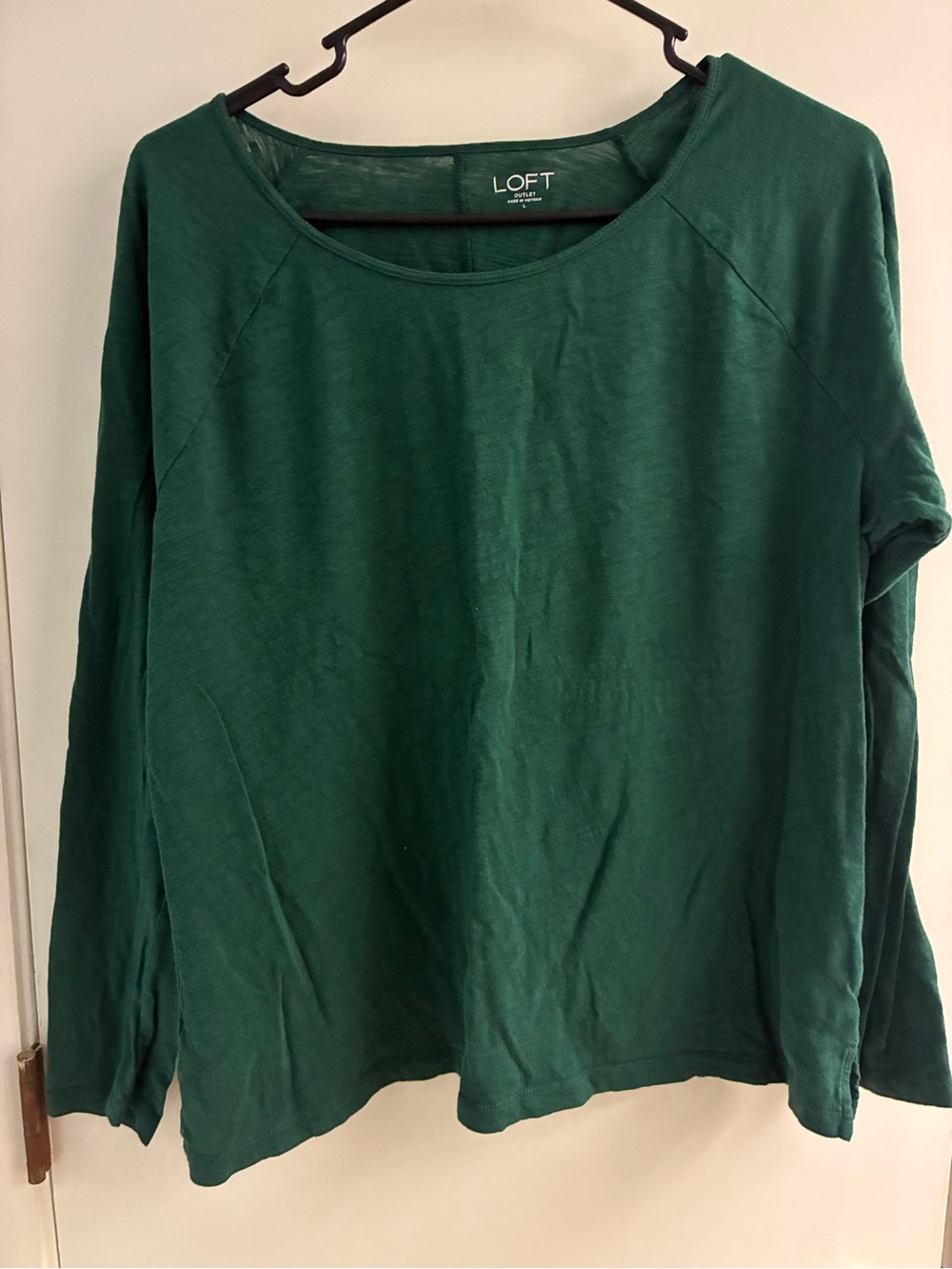 LOFT Forest Green Scoop Neck Long Sleeve Top